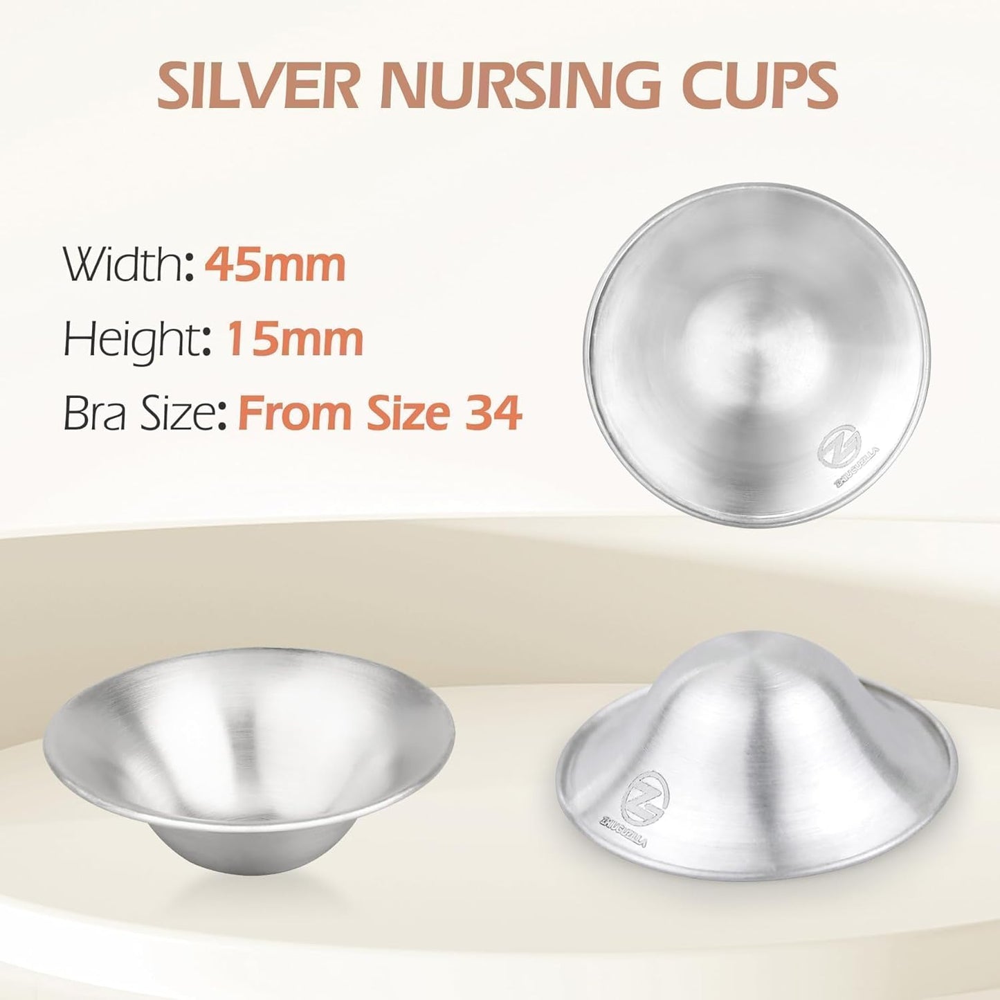 Silver Nursing Cups, 999 Silver Nipple Shields Fine Quality Silver Nipple Covers Breastfeeding, Nipple Guards Ergonomic Design, Silver Nursing Cups for Sore Nipples