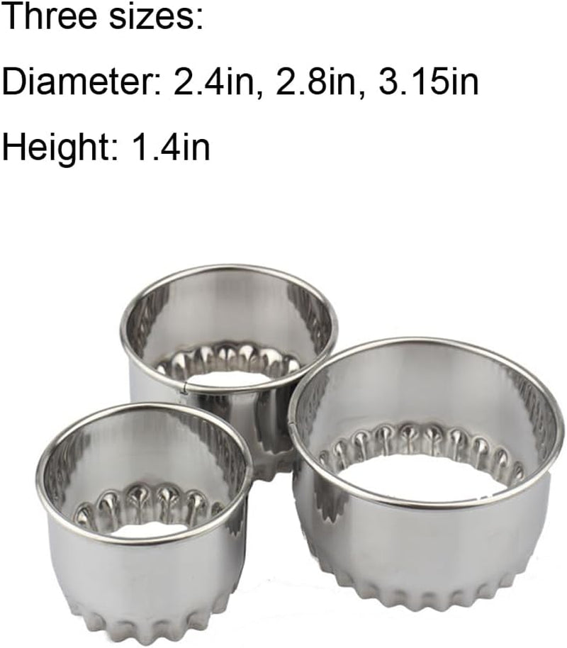 Biscuit Cutters, round Cookie Cutters/Stainless Steel Dumpling Cutters/Cake Pastry Cutters/Scone Cutters Molds Stamps for Cooking Baking (3Pcs, Fluted Edge)