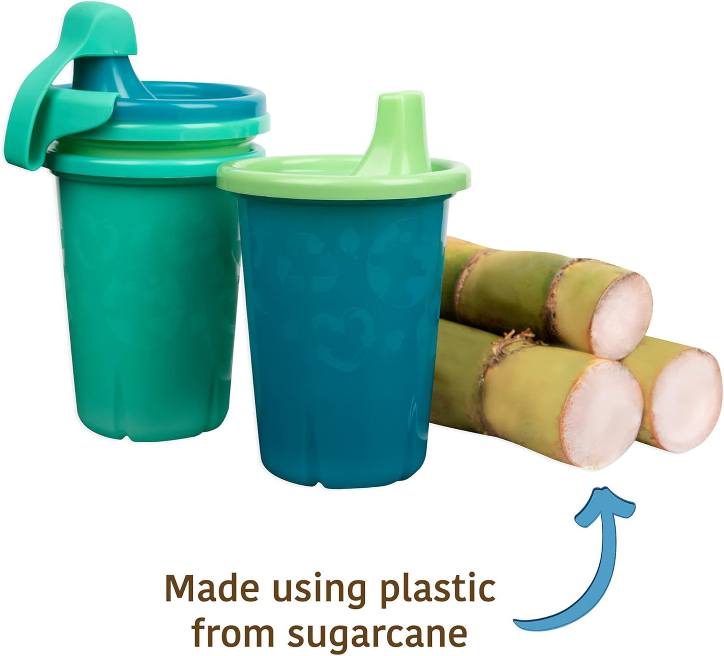 Greengrown Reusable Spill-Proof Sippy Cups - Toddler Cups with Straws - Blue/Green - 6 Count