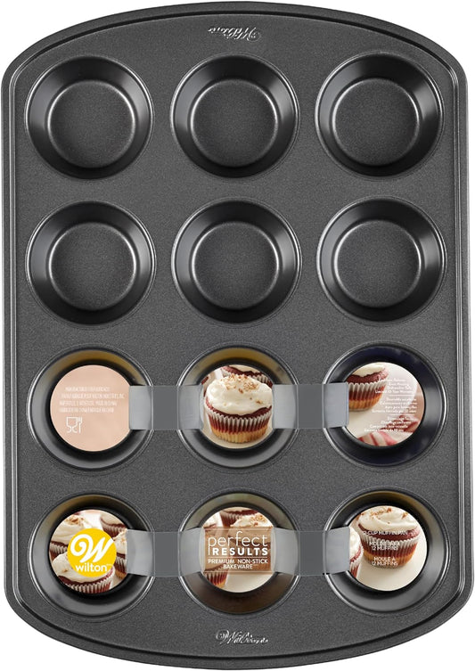 Perfect Results Premium Non-Stick Cupcake Pan, 12-Cup Muffin Tin, Steel Baking Supplies