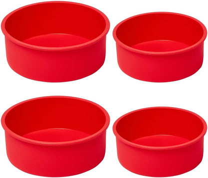 4 Packs Silicone Cake Pans for Baking,Round Cake Molds for Cupcake,Cheese Cakes and Chocolate Cakes, Non-Stick Silicone Bakeware Sets BPA Free(2 Pcs 6 Inch + 2 Pcs 8 Inch)