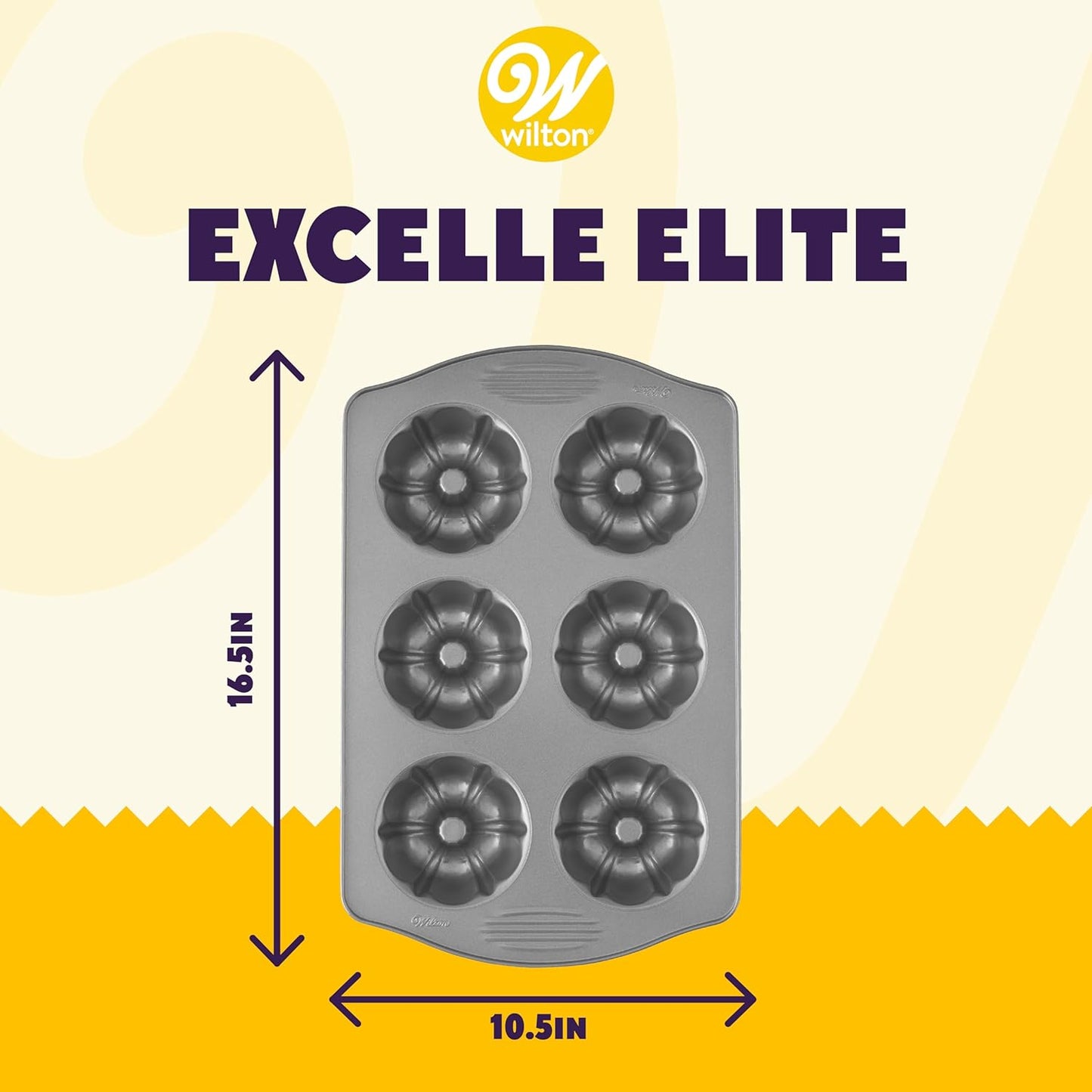 Excelle Elite Non-Stick 6-Cavity Mini Fluted Tube Baking Pan for Muffins and Cupcakes, Steel