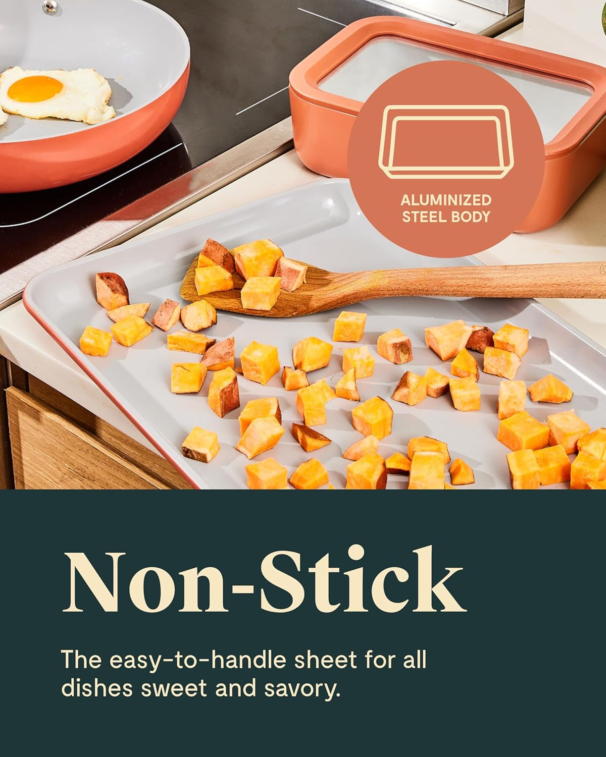 Non-Stick Ceramic Baking Sheet - Naturally Slick Ceramic Coating - Non-Toxic, PTFE & PFOA Free - Perfect for Baking, Roasting, and More - Medium (15" X 10") - Perracotta