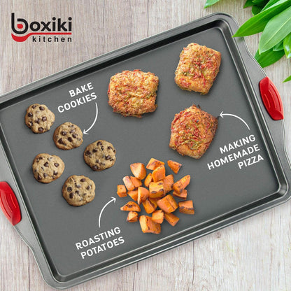 Non-Stick Baking & Cookie Sheet Pan Non-Toxic 11X14 Inch Rimmed Carbon Steel Baking Sheet. Dent, Warp and Rust Resistant. Heavy Gauge Steel Oven Baking Sheet. 1 Tray.