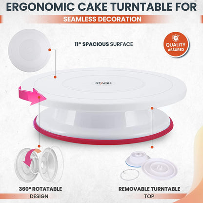 700Pcs Cake Decorating Kit with Baking Supplies- Cake Turntable for Decorating with Baking Pans, Leveler, 24 Numbered Piping Tips, 2 Spatulas, Fondant Tools, Video Course, Pattern Chart & More