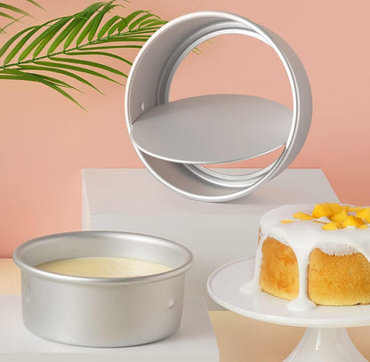 round Cake Pan Set - 4" 6" 8" Aluminium Cake Pans with Removable Base round Cake Baking Pans for Wedding Birthday Party