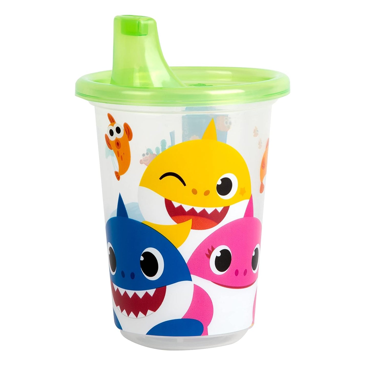 Take & Toss Pinkfong Baby Shark Sippy Cups - Reusable Toddlers Cups with Lids - Kids Party Pack with 2 Travel Caps - 10 Oz - 10 Count