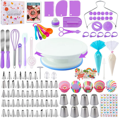 Cake Decorating Supplies Kit Tools 356Pcs,  Baking Accessories with Cake Turntable, Pastry Piping Bag, Piping Icing Tips for Beginners