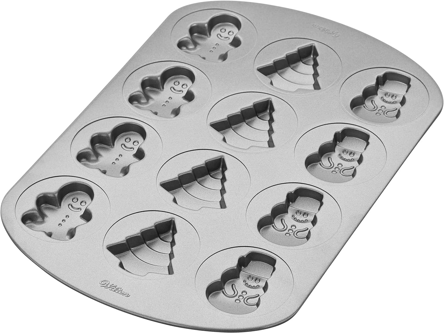 Non-Stick Christmas Cookie Shapes Pan, 12-Cavity (Gingerbread Man, Tree, Snowman)