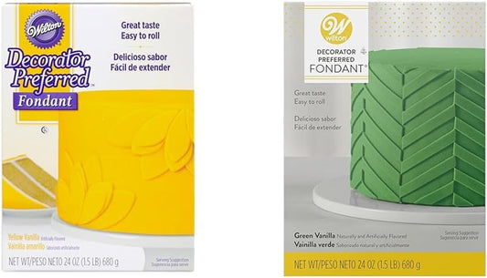 24 Oz. Yellow and Green Fondant Icing Baking Decorating Bundle