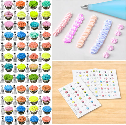 112Pcs Cake Decorating Supplies Kit, Included Cake Turntable, Cake Leveler, 54 Numbered Icing Piping Tips, 2 Spatulas, 3 Scraper, 30+2 Piping Bags, Mother'S Day Gift Ideas