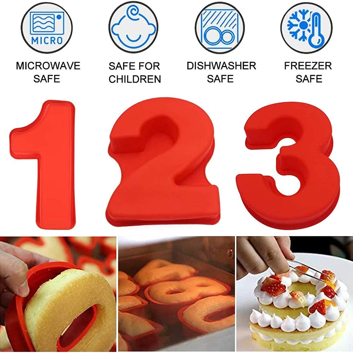 10 Inch 9 Pieces Large Size Number Moulds Baking Forms Silicone Number Mold Cake Pan (10 Inch)