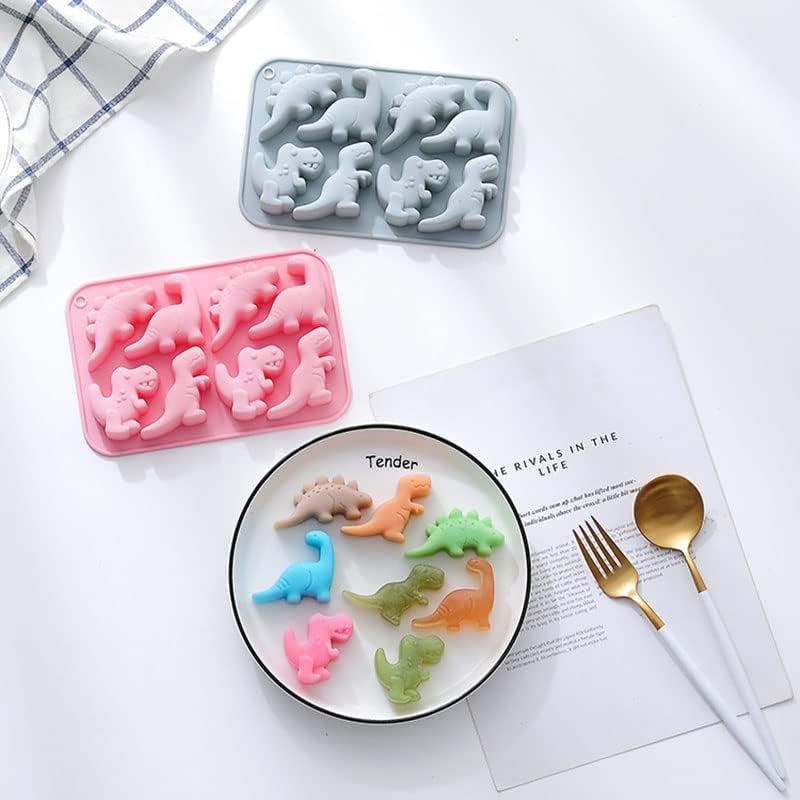 Silicone Cake Pop Mold Non Stick Fancy Mold Cake Pan 8 Cavity Dinosaur Shape Candy Cupcake Cornbread Chocolate Brownie Gummy Resin Crafts Cake