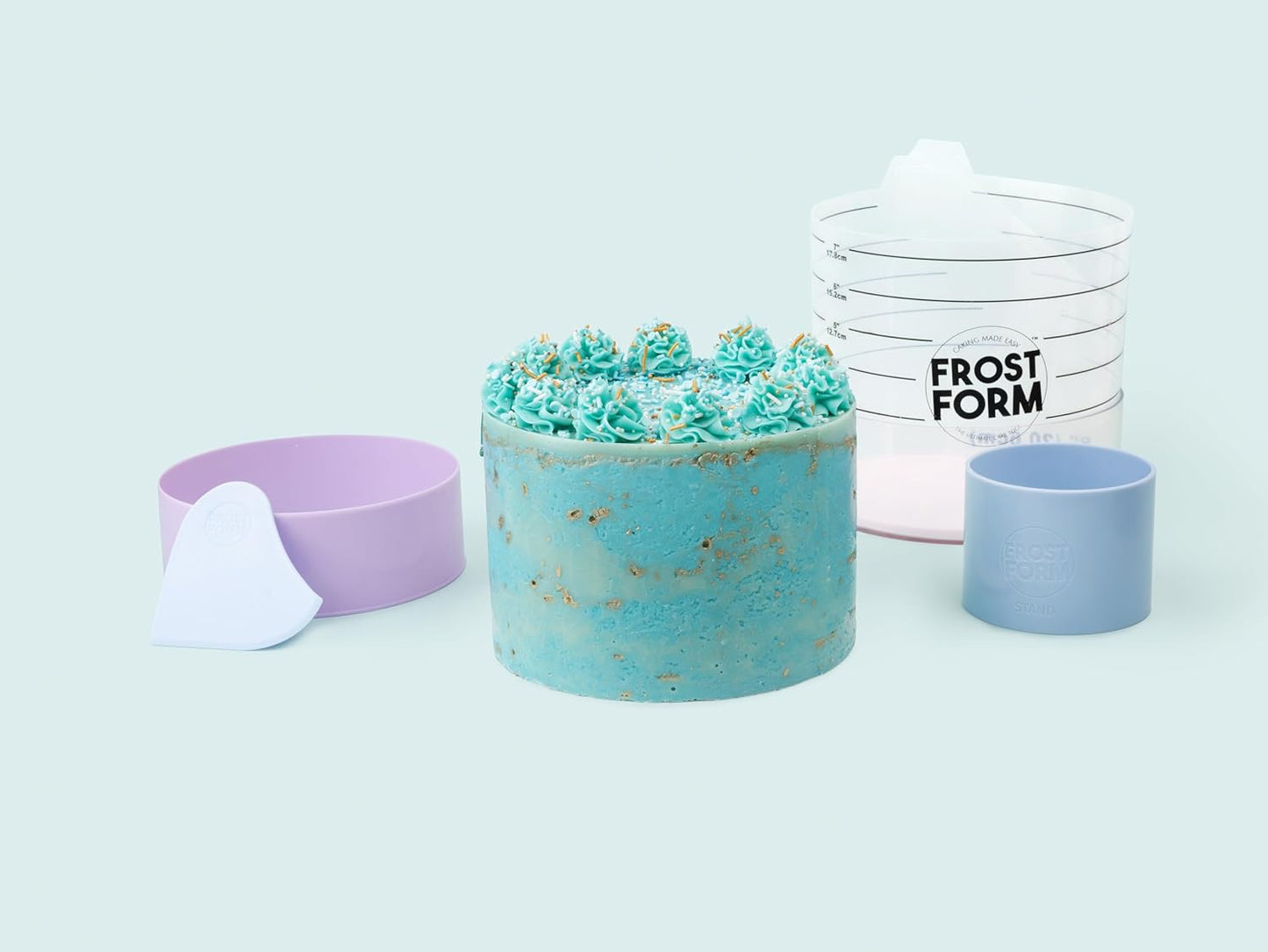 Frost Form - Starter + Kit (8 Inch) 7-Piece Set | Professional-Quality, Food-Grade Plastic | Cake Frosting | Beginners and Pros | Cake Decorating Kit | Compatible with Piping Bags and Cake Stands