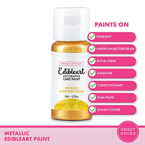 Edible Art Decorative Cake Paint 0.5 Ounce (15 Milliliters), Metallic Wedding Gold