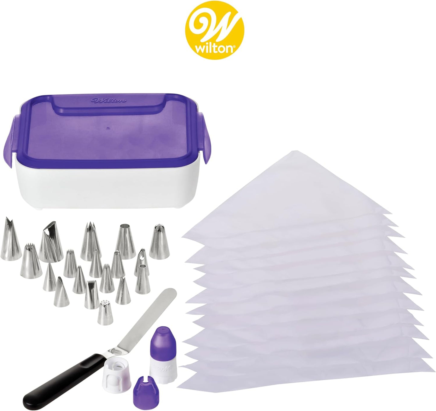 Cake Decorating Supplies Kit - Decorate Treats with Your Organized Decorating Tool Set, Disposable Pastry Bags, Stainless Steel Icing Tips and Spatula, 46-Piece