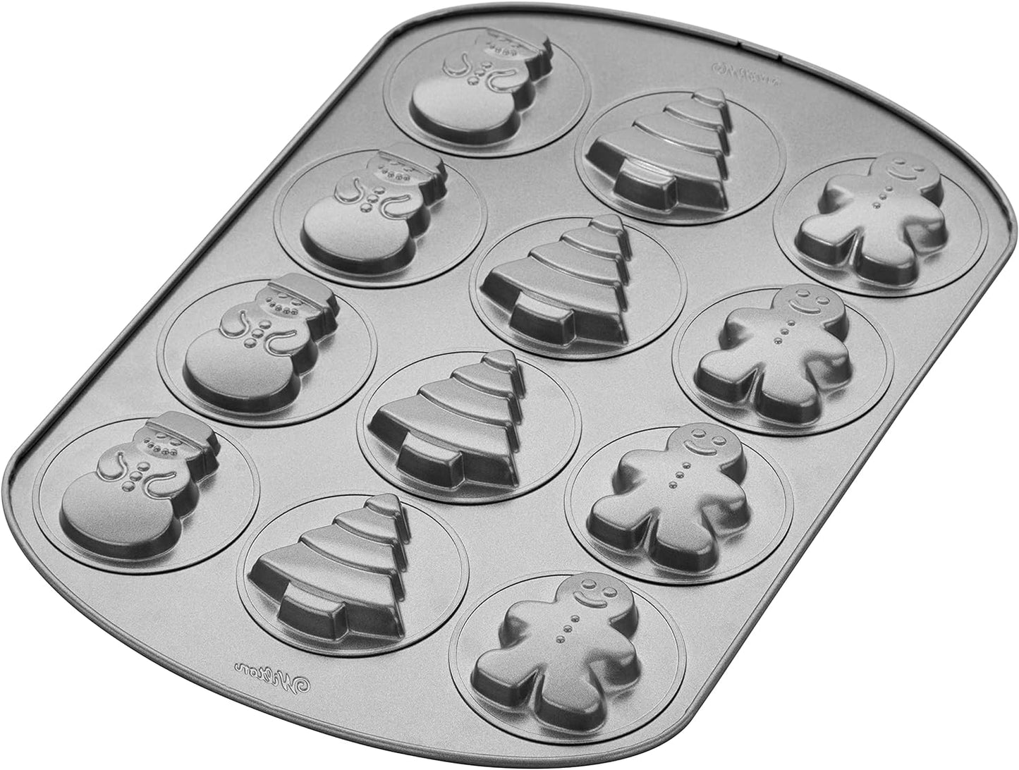 Non-Stick Christmas Cookie Shapes Pan, 12-Cavity (Gingerbread Man, Tree, Snowman)