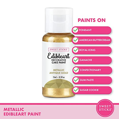 Edible Art Decorative Cake Paint 0.5 Ounce (15 Milliliters), Metallic Wedding Gold