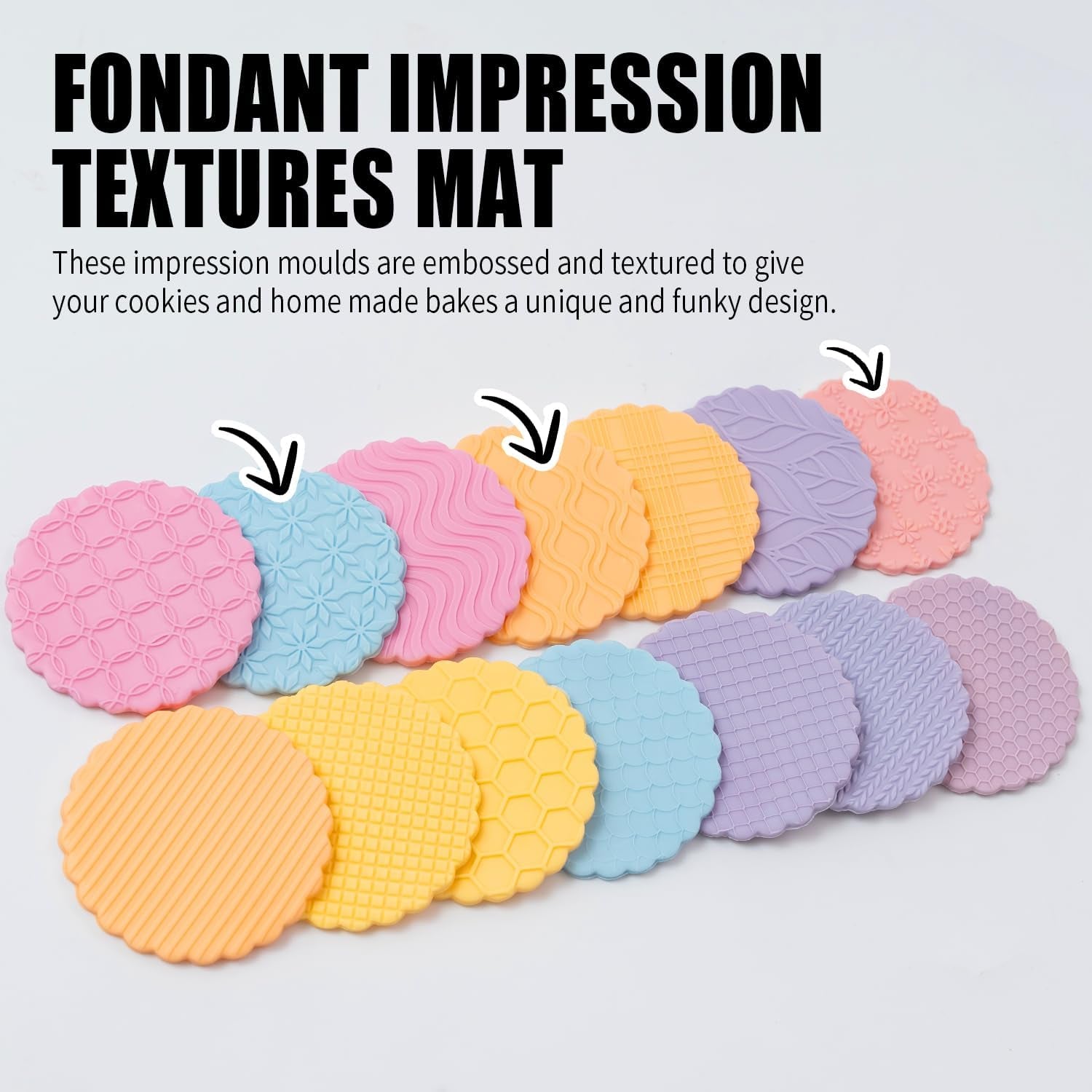 3 Pack Cookie Embosser Set, Fondant Impression Mats Acrylic Embosser for Fondant Stamps, Texture Sheets for Polymer Clay, Chocolate, Cupcake Topper, Fondant Molds-Style 3