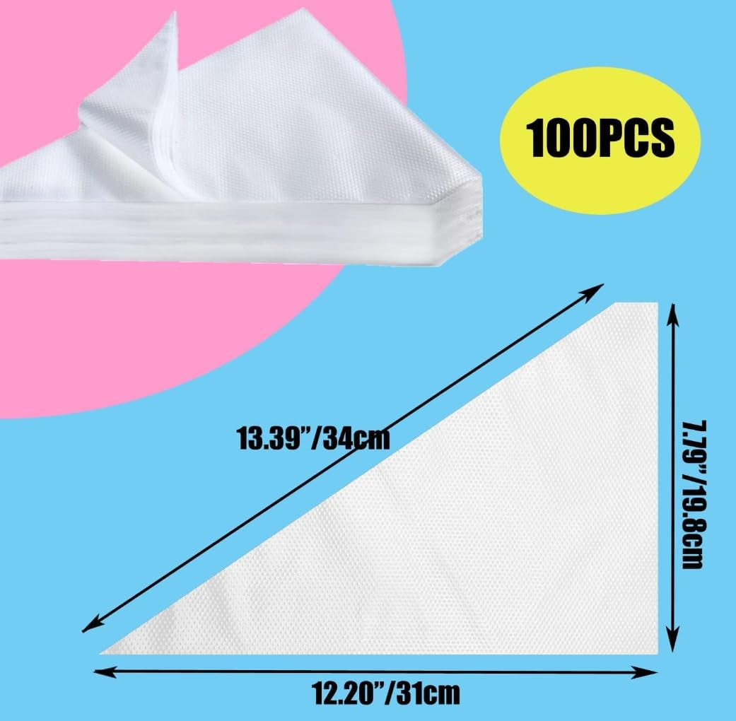 100PCS Piping Bags, 12 Inches Pastry Icing and Cookie Bags, Tipless Piping Bags for Royal Icing, Thicken Non-Slip and anti Burst Cake Cookie Decorating Supplies