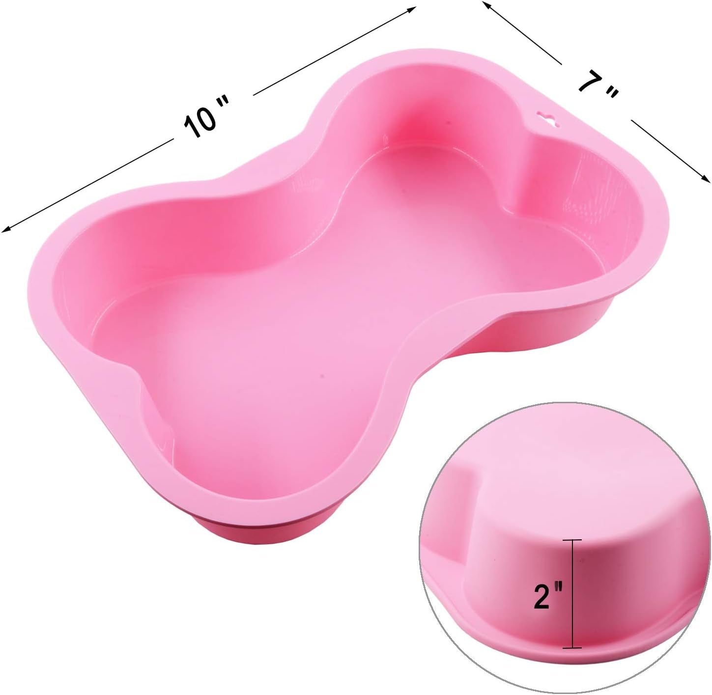 Dog Birthday Cake Mold Silicone Bone Shape Cake Pan with Decorating Pen (Pink)