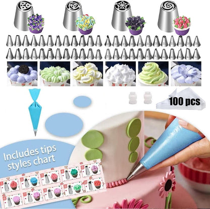 390PCS Cake Decorating Supplies Kit, Baking Tools Set for Cakes – 3 Packs Springform Cake Pans Cake Rotating Turntable 48 Numbered Piping Icing Tips 4 Russian Nozzles 9 Fondant Tools for Beginners