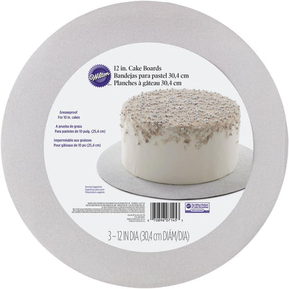 round Silver Glitter Cake Boards, Corrugate, 1.27 X 30.48 X 30.48 Cm