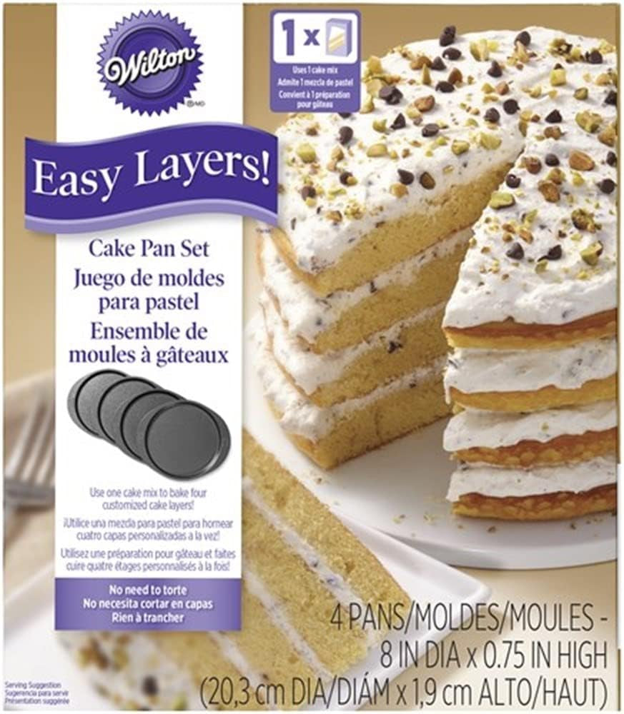 Easy Layers 4-Piece Layer Cake Pans Set, 8-Inch, Steel