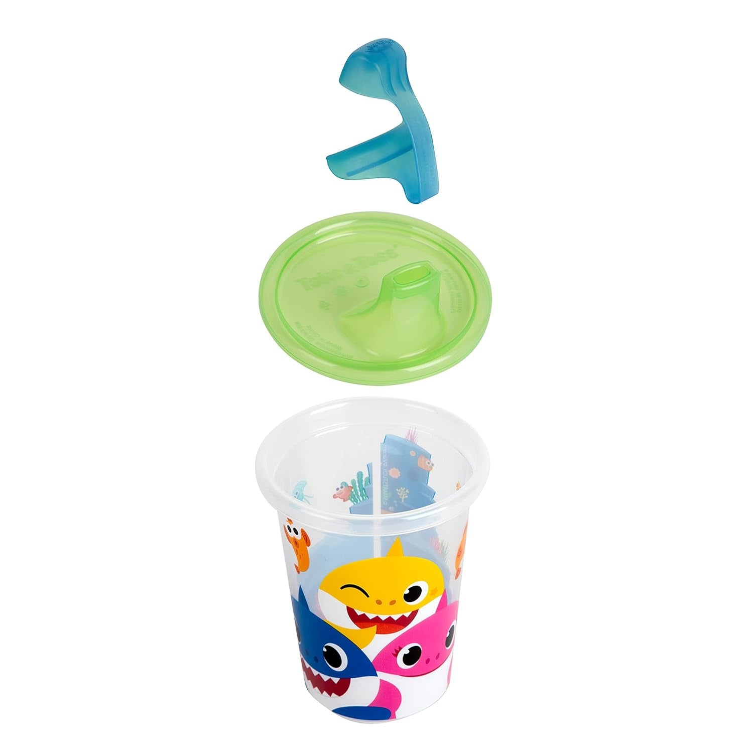 Take & Toss Pinkfong Baby Shark Sippy Cups - Reusable Toddlers Cups with Lids - Kids Party Pack with 2 Travel Caps - 10 Oz - 10 Count