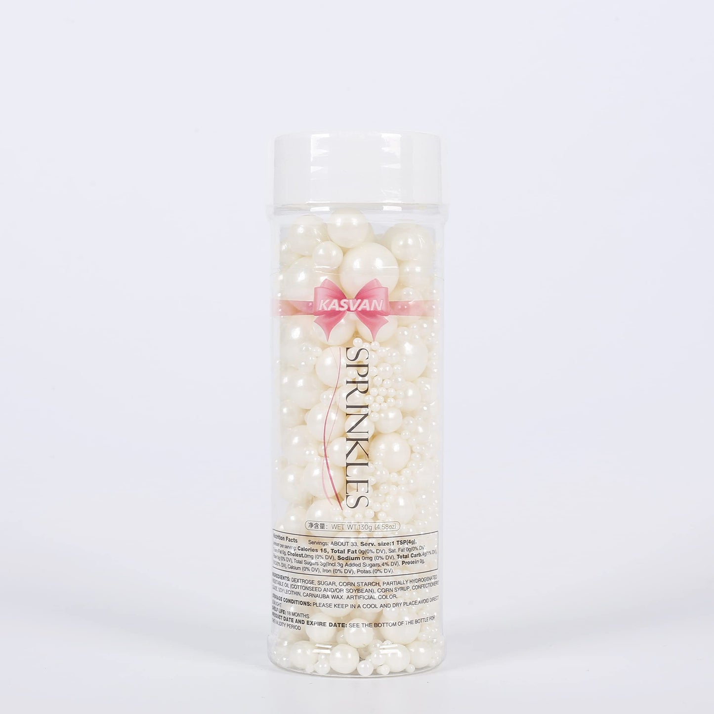 Kasvan Gold Pearl Sugar sprinkles - Edible Candy Pearls 130g/4.58 Oz, Mix Size Cake Candy, Decorate Cakes, Cookies, Ice Cream (Bright Gold)