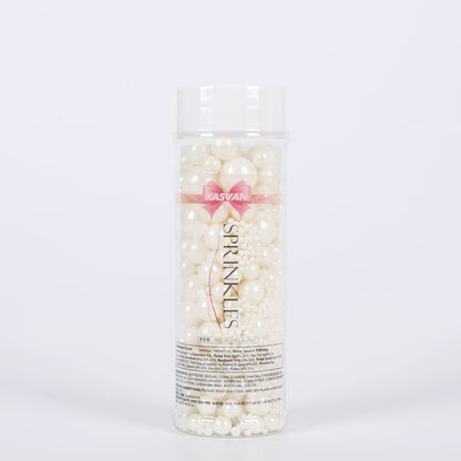 Kasvan Gold Pearl Sugar sprinkles - Edible Candy Pearls 130g/4.58 Oz, Mix Size Cake Candy, Decorate Cakes, Cookies, Ice Cream (Bright Gold)