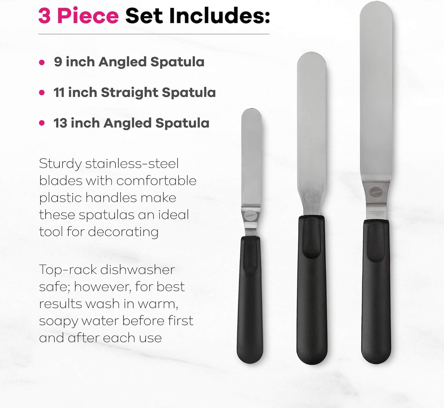 Cake Decorating Icing Spatula Set, 3-Piece