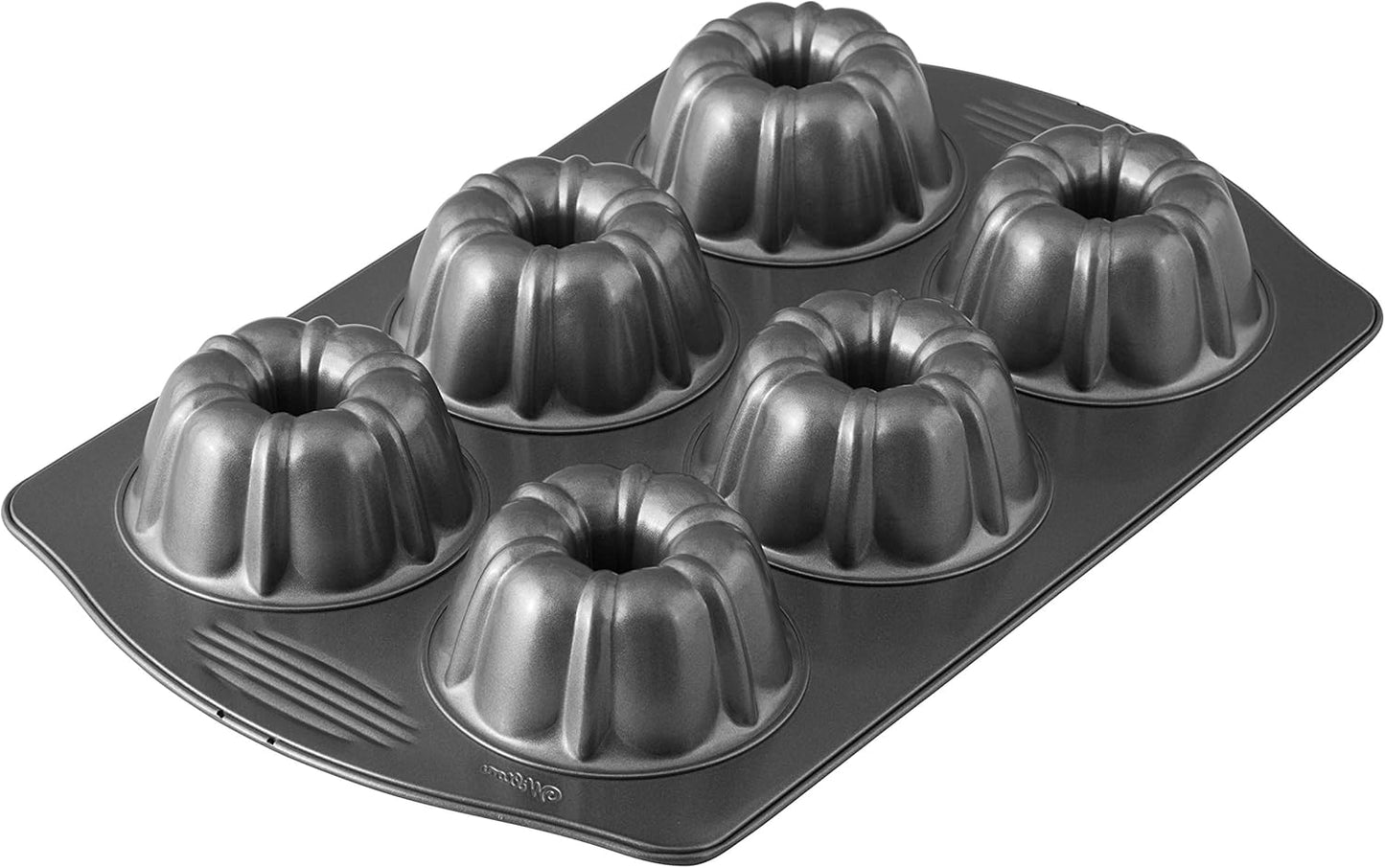 Excelle Elite Non-Stick 6-Cavity Mini Fluted Tube Baking Pan for Muffins and Cupcakes, Steel