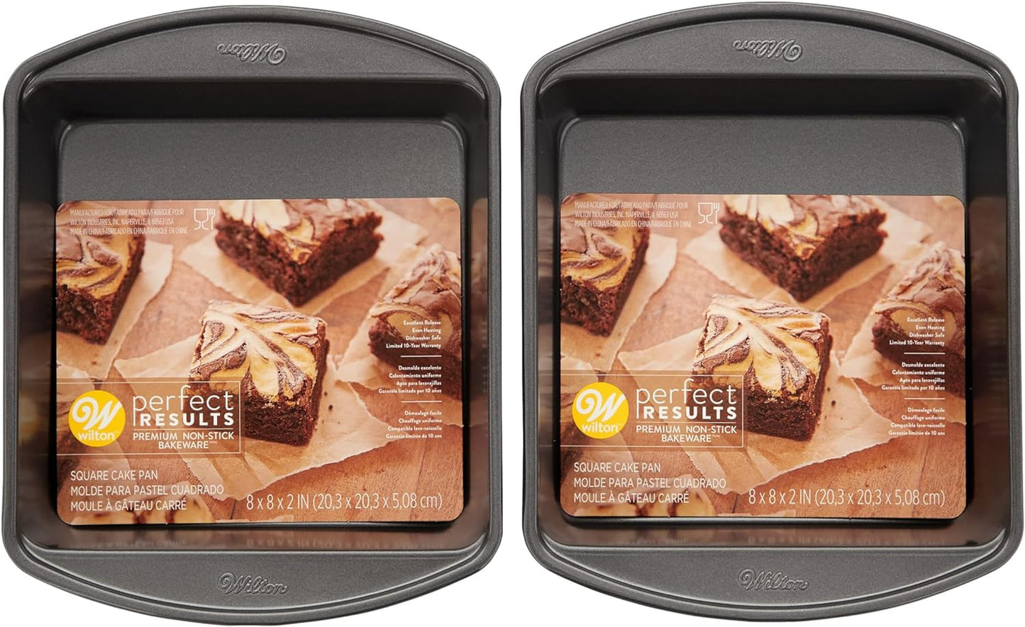 Perfect Results Premium Non-Stick Square Cake Pan, 8 Inch, Set of 2