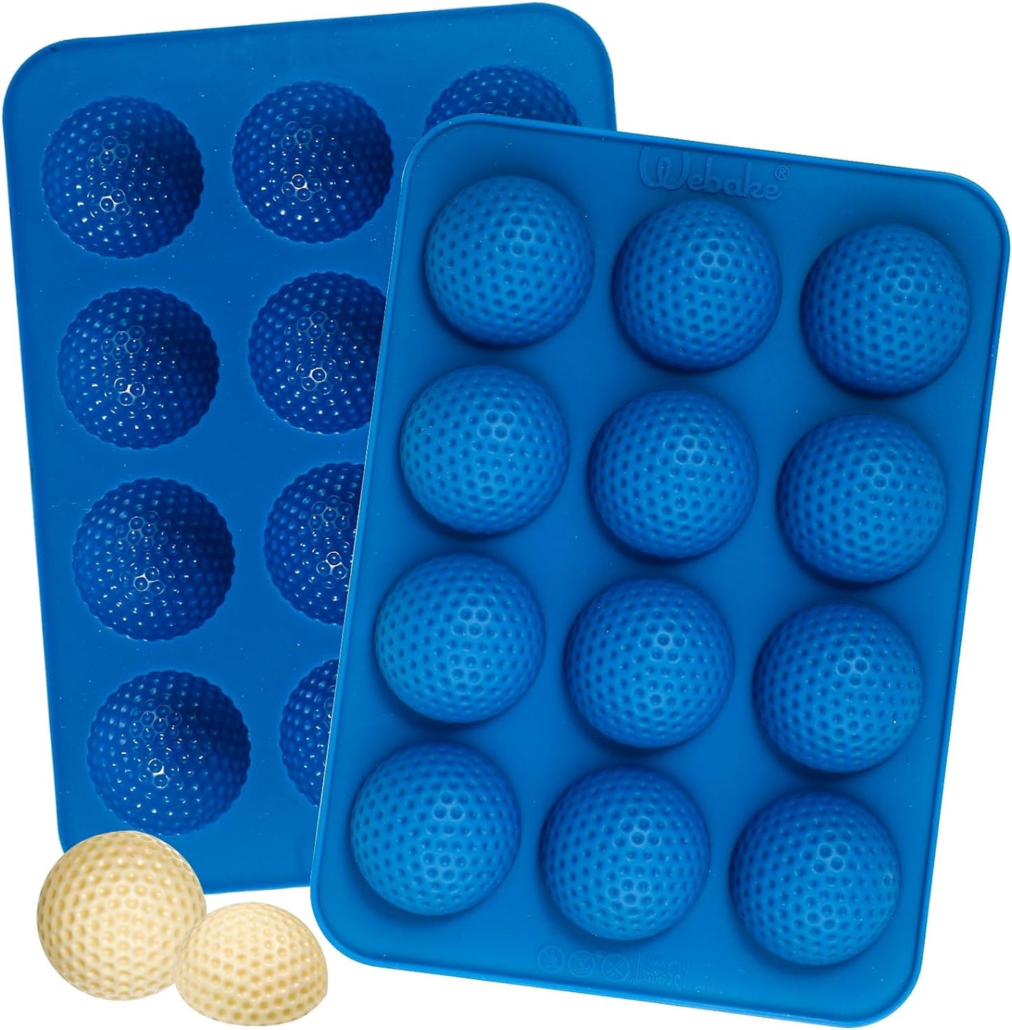 Golf Ball Chocolate Molds, Silicone Golf Ball Mold 12-Cavity, Golf Mold for Cake Decorations, Chocolate, Hot Chocolate Bomb, Candy (Pack of 2)