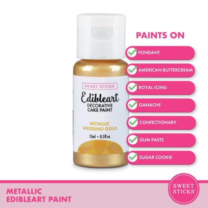 Edible Art Decorative Cake Paint 0.5 Ounce (15 Milliliters), Metallic Wedding Gold