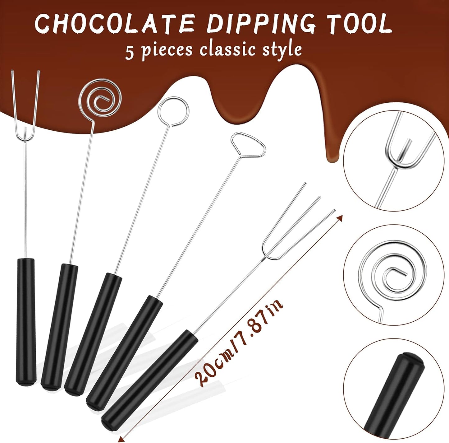 11 Pieces Chocolate Dipping Tool, Stainless Steel Double Boiler Pot Set, Dipping Fork Spoon, Decorating Spoons, Candy Making Supplies for Making Chocolate Cake Candy Dessert