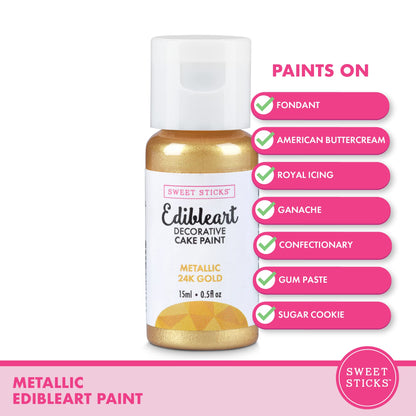 Edible Art Decorative Cake Paint 0.5 Ounce (15 Milliliters), Metallic Wedding Gold