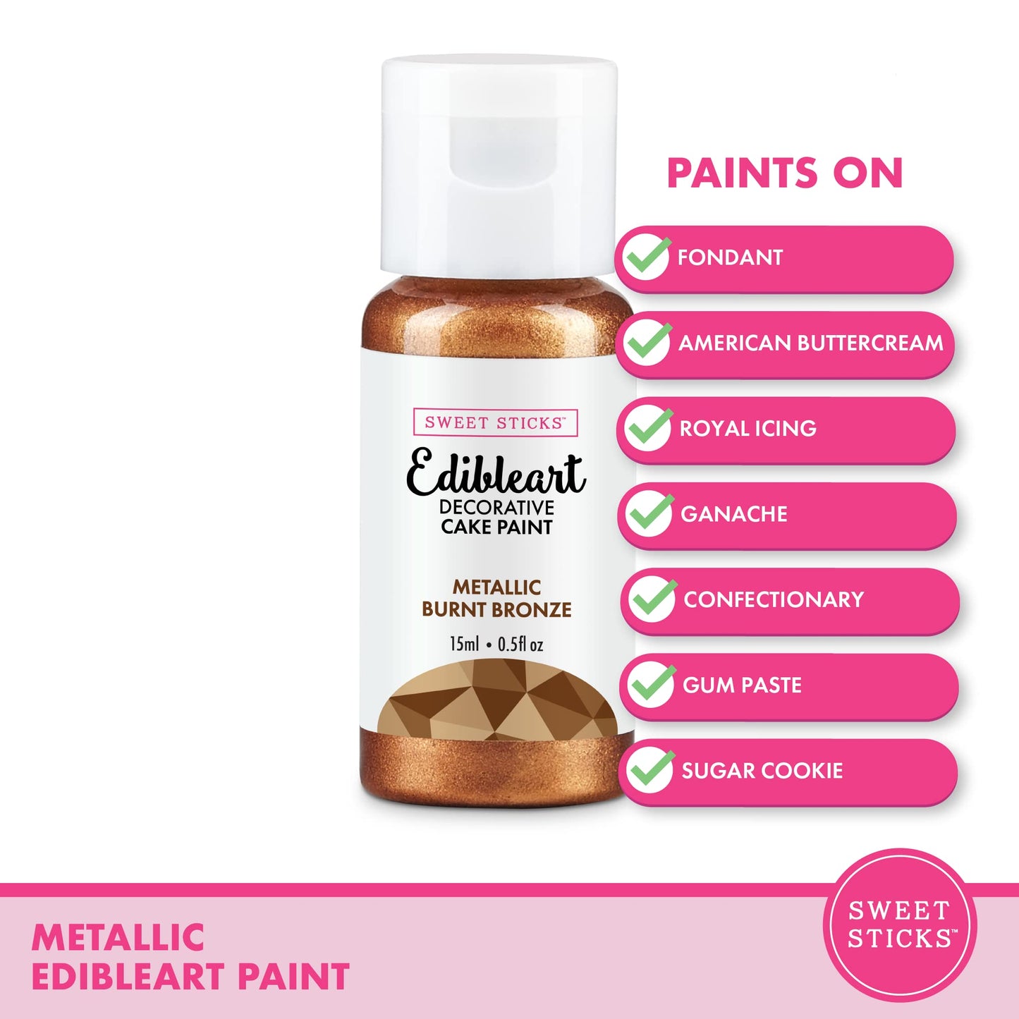 Edible Art Decorative Cake Paint 0.5 Ounce (15 Milliliters), Metallic Wedding Gold