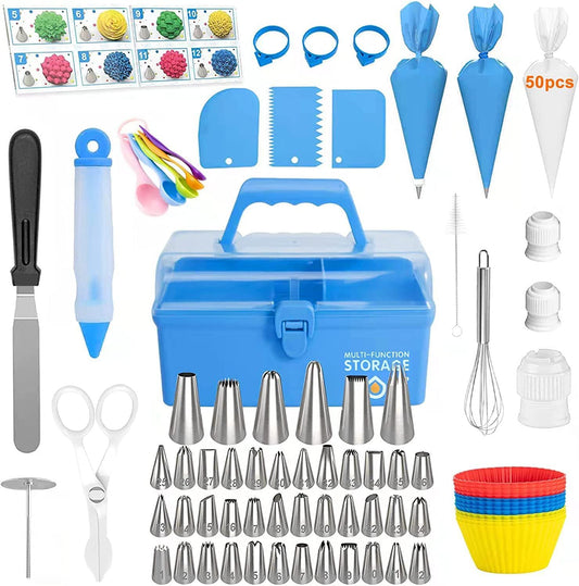 Cake Decorating Supplies, 121-Piece Piping Bags&Tips Set Cake Decorating Kit with with 42 Icing Tips Cake Decorating Kit with Frosting Tips&Bags Cupcake Decorating Kit Cookie Decorating Supplies