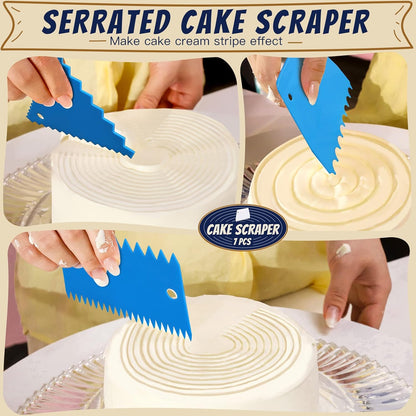 Cake Scraper Cake Smoother, 7 Pcs Cake Tools Icing Scraper Cake Scraper Smoother Cake Icing Smoother Tool for Cake Decorating