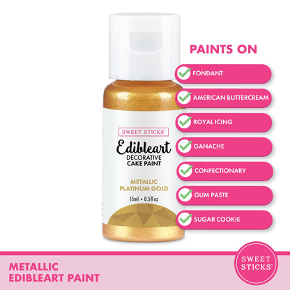 Edible Art Decorative Cake Paint 0.5 Ounce (15 Milliliters), Metallic Wedding Gold