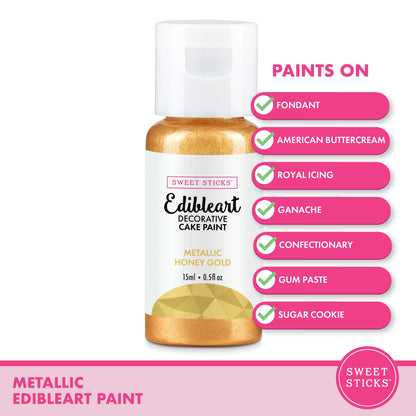 Edible Art Decorative Cake Paint 0.5 Ounce (15 Milliliters), Metallic Wedding Gold