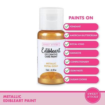 Edible Art Decorative Cake Paint 0.5 Ounce (15 Milliliters), Metallic Wedding Gold