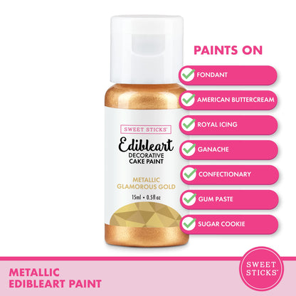 Edible Art Decorative Cake Paint 0.5 Ounce (15 Milliliters), Metallic Wedding Gold