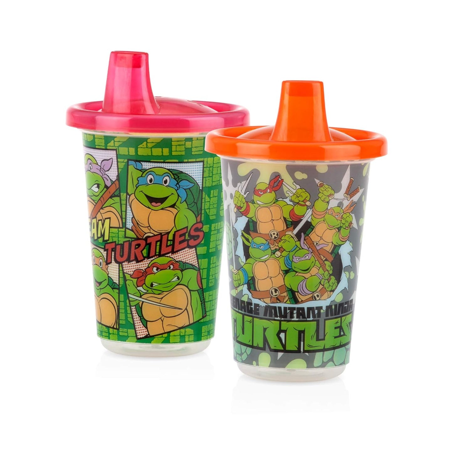 6 Pack Wash or Toss Reusable Cups & Lids with Spout, Nickelodeon Teenage Mutant Ninja Turtles, 10 Oz