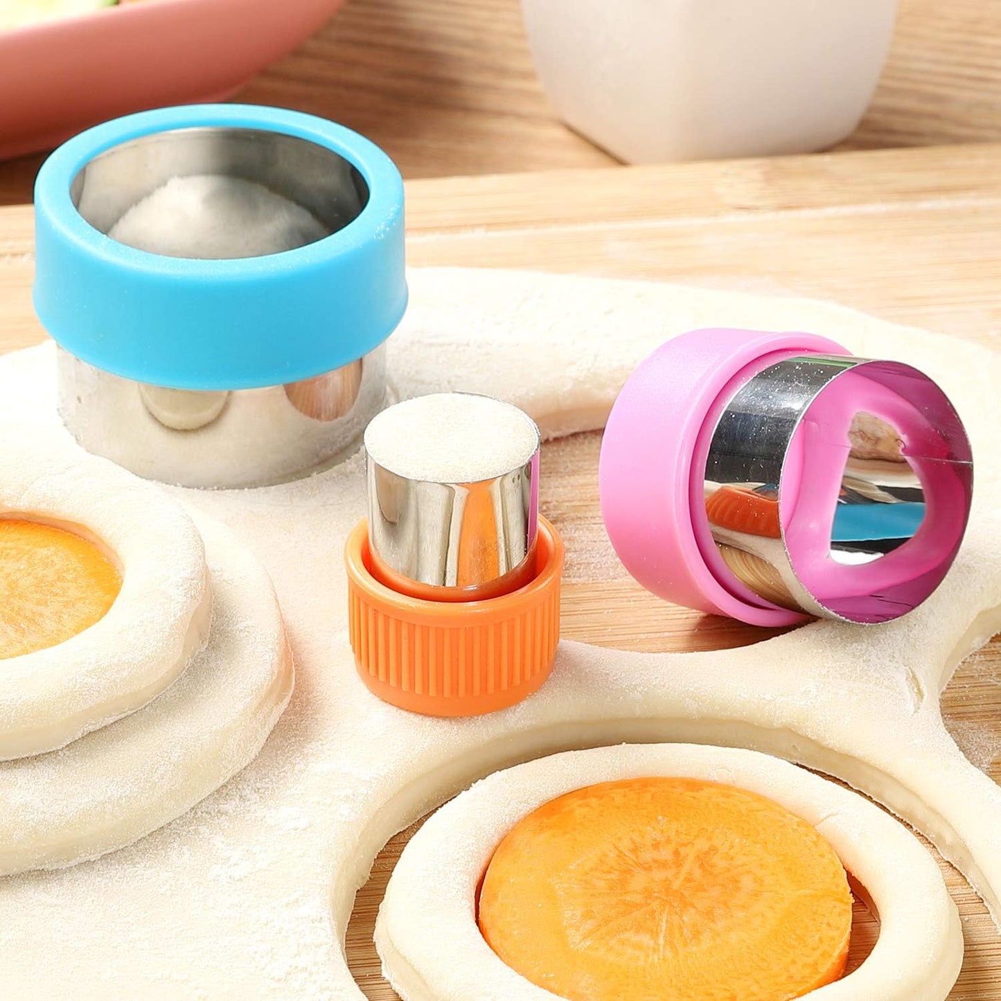 Round Cookie Biscuit Cutter Set, 6 Graduated Circle Pastry Cutters, Stainless Steel Cookie and Dough Cutters for Donut and Scone, Circle Cutter Cake Ring Molds