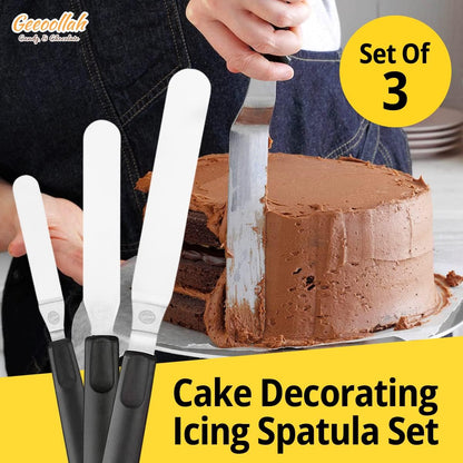 Wilton Spatula Set Cake Decorating Supplies – Set of 3 Offset Spatula Cake Decorating Tools – Stainless Steel Blade Spatulas for Kitchen Use – Frosting Spatula for Cookie Icing, Cupcakes, Fondant