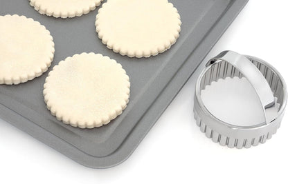 Mrs. Anderson’S Baking Crinkle Cookie and Fondant Cutters, Stainless Steel, 3-Piece Graduated round Set with Handles