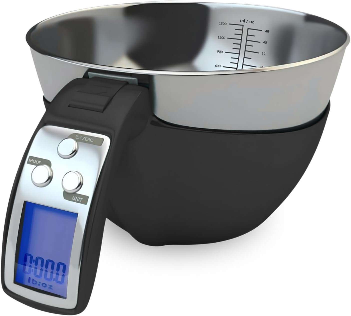 Digital Kitchen Food Scale with Bowl (Removable) and Measuring Cup - Stainless Steel, Backlight, 11Lbs Capacity - Cooking, Baking, Gym, Diet - Precise Measuring (Black)